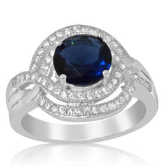 Precious Stone Blue Sapphire Silver Ring