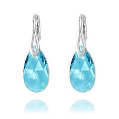Silver Aquamarine Pear Earrings