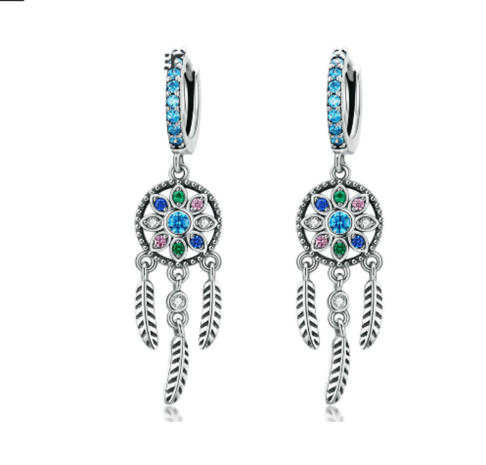 Silver Boho Drop Earrings for Women