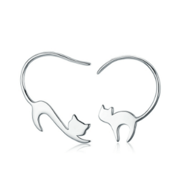 Sterling Silver Cat Earrings