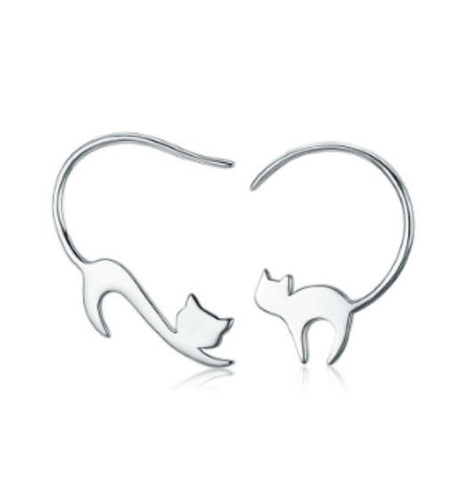 Sterling Silver Cat Earrings