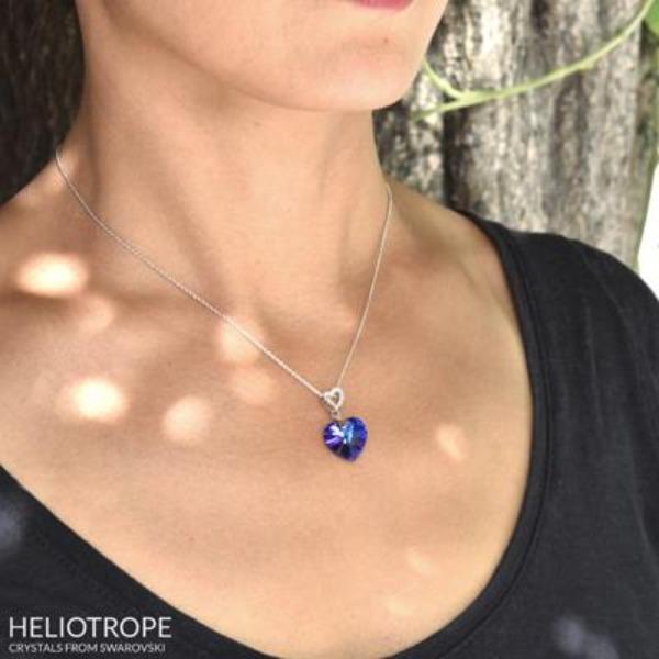 Silver And Blue Double Heart Swarovski Crystal