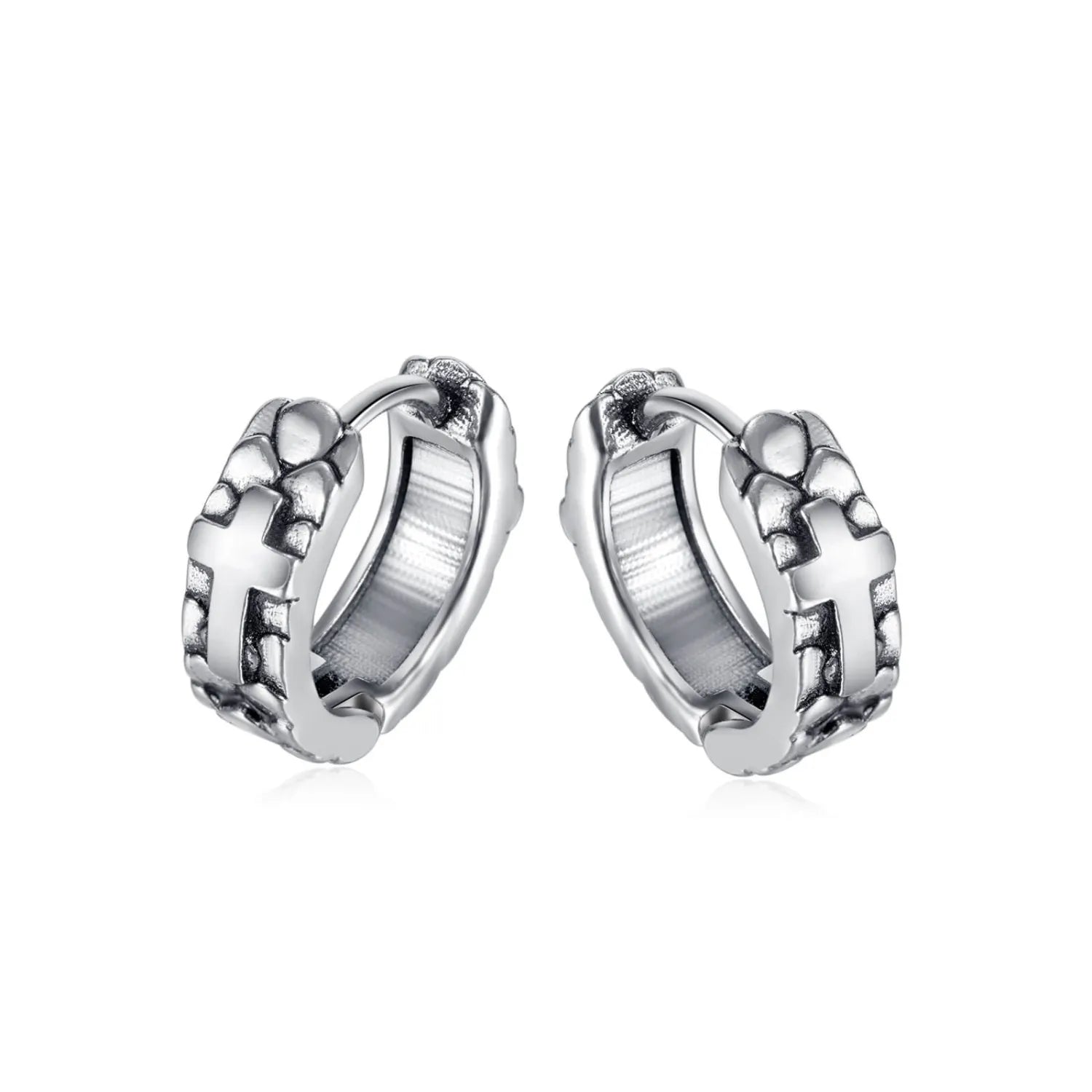 Mens Cross Hoop Earrings