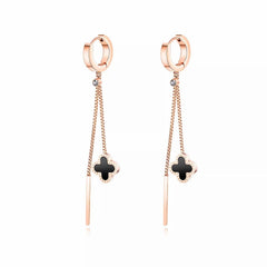 Steel Rose Gold Long Tassel Earrings