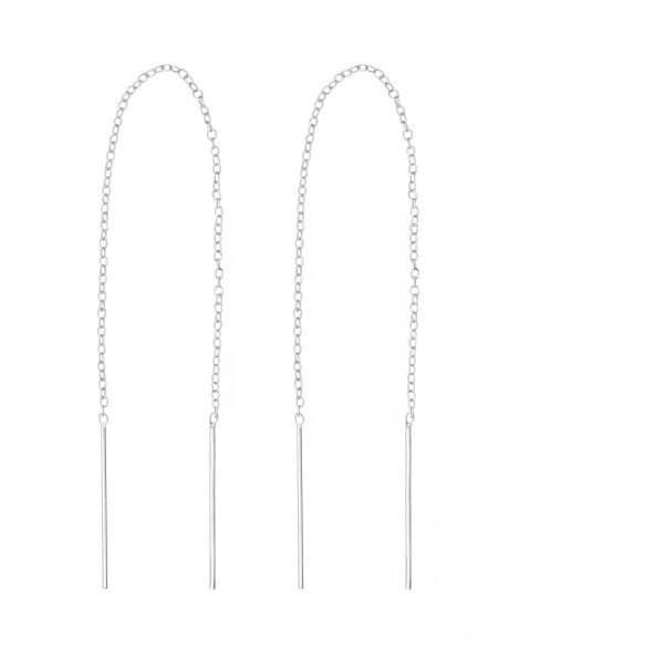 Silver Thread Bar Earrings