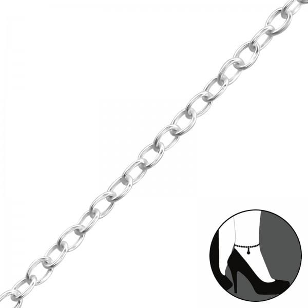 Silver Cable Chain Anklet