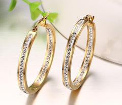 Stainless Steel Cz Gold Hoop Earrings
