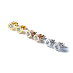 Stainless Steel Round Cz Solitaire Stud Earrings