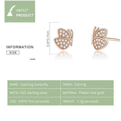 Rose Gold Butterfly Stud Earrings