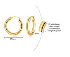 Stainless Steel Simple Hoop Earrings For Ladies