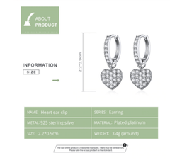 Heart Dangle Wedding Earrings