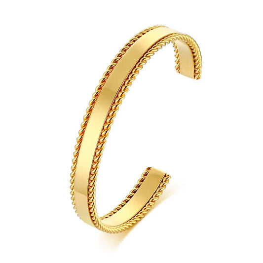 Mens Steel Gold Bangle