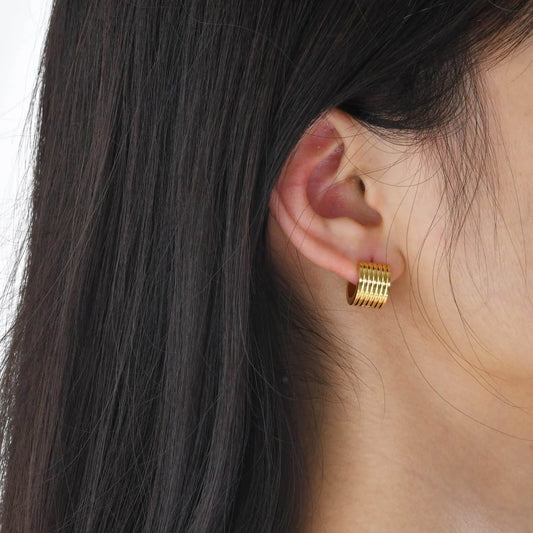 Steel Wide Huggie Earrings