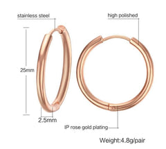 Stainless Steel Rose Gold Hoop Earring