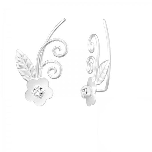 Silver Flower Ear Cuff Wrap