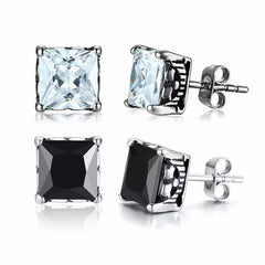 Steel Cubic Zirconia Stud Earrings