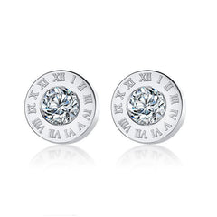 Stainless Steel Round Cz Solitaire Stud Earrings