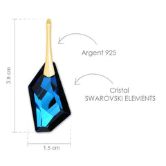 24K Gold Plated Bermuda Blue Swarovski Crystal Leverback Earrings