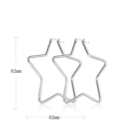 Stainless Steel Five Star Earrings