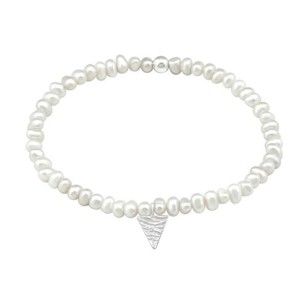 Fresh Water Pearl and Silver  Triangle Bracelet