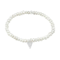 Fresh Water Pearl and Silver  Triangle Bracelet