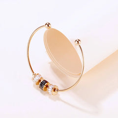 Steel Rose Gold Bead Bangle
