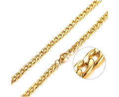 Mens Stainless Steel Gold Cuban Link Chain
