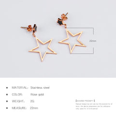 Stainless Steel Rose Gold Star Stud Earrings