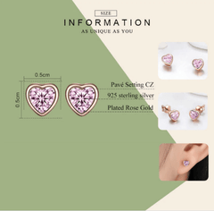 Rose Gold Heart Stud Earrings