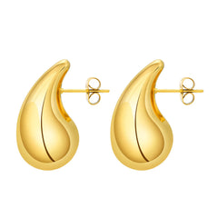 Steel Large Teardrop Stud Earrings