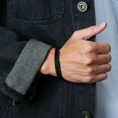 Mens Steel Black Bangle