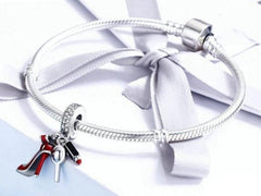 Silver and Red Shoe Charm