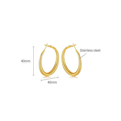 Steel Big Threaded Hoop Earrings