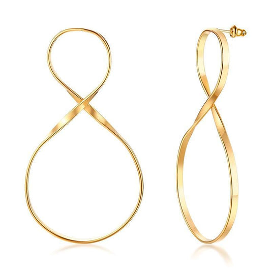 Stainless Steel Gold Dangle Ladies Earrings