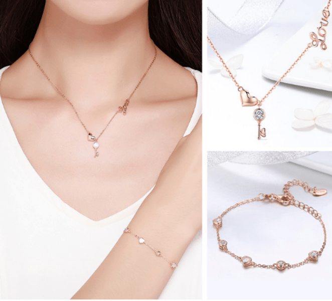 Rose Gold Lock Love Jewelry Set
