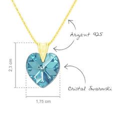 24K Gold Aquamarine Heart Sterling Silver Jewellery Set