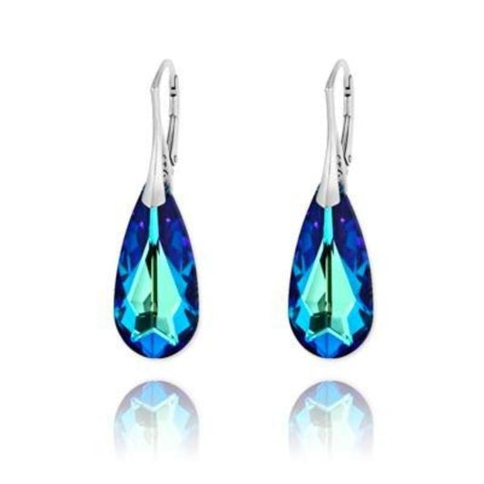 Silver Teardrop Earrings  Bermuda Blue
