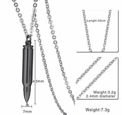 Stainless Steel Black Bullet Necklace for Ashes