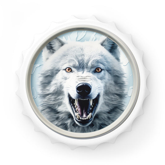 White Wolf Magnetic Bottle Opener
