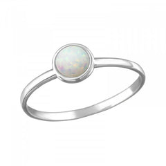Silver Opal Round Ring