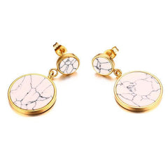 Steel Gold Round Earrings