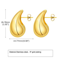 Steel Large Teardrop Stud Earrings