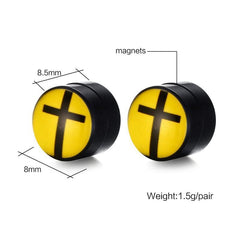 Stainless Steel Round Cross Earrings