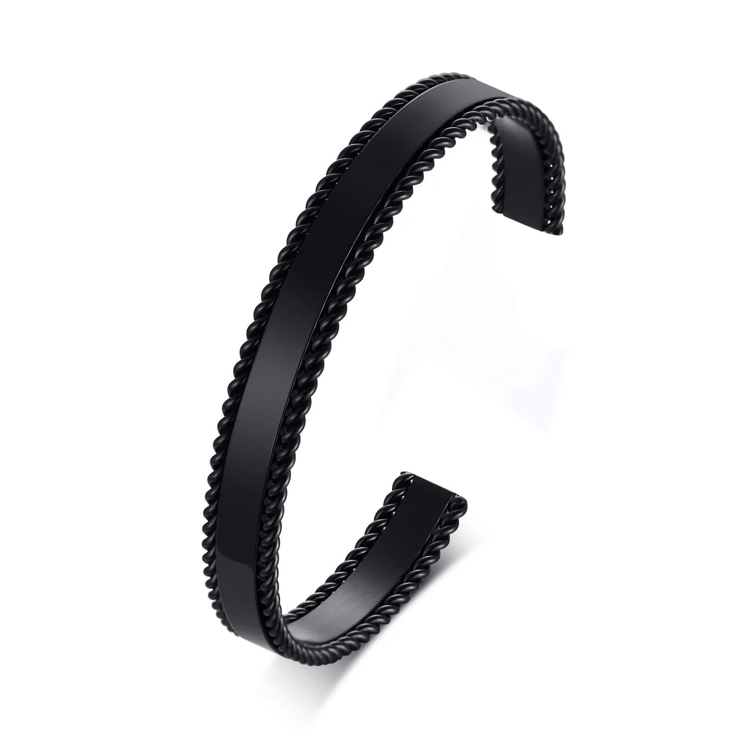Mens Steel Black Bangle