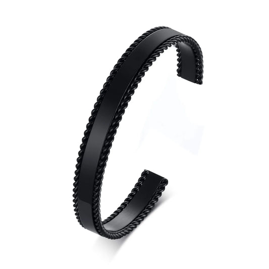 Mens Steel Black Bangle