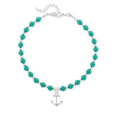 Silver Anchor Jade Pearl Bracelet