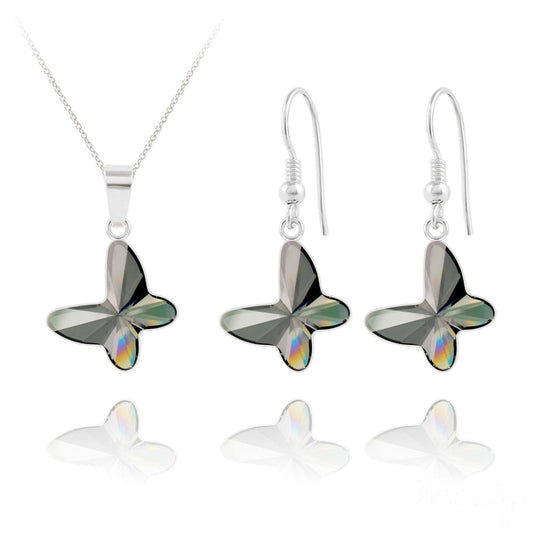 Silver Night Butterfly Jewellery Set