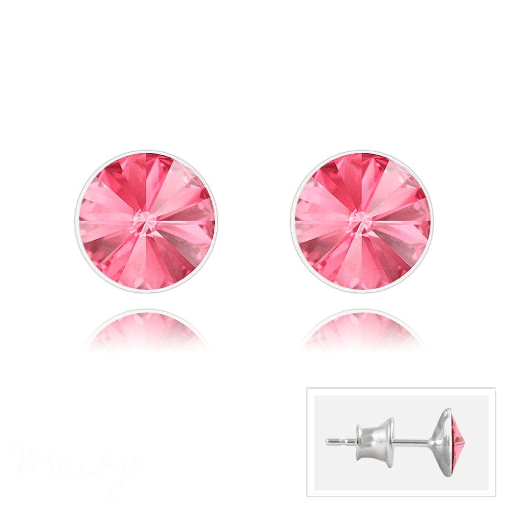 Silver Stud Rose Earrings