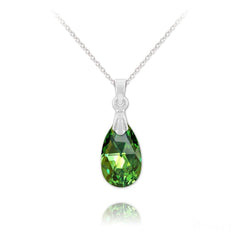 Vintage Silver Peridot AB Necklace with Swarovski Crystal