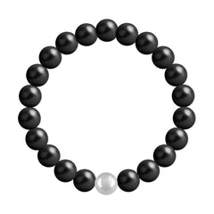 Silver Black Genuine Pearls Bracelet
